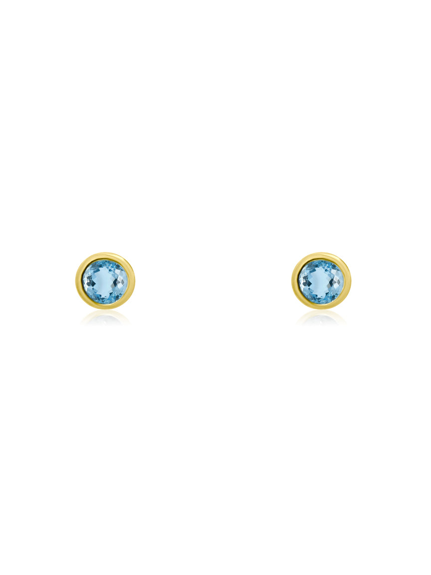 Aquamarine Bezel Stud Earrings