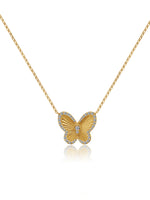 Load image into Gallery viewer, 14k Yellow Gold Fluted Diamond Butterfly Necklace
