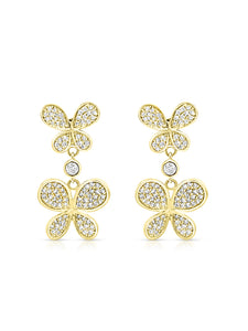 Double Diamond Butterfly Earrings