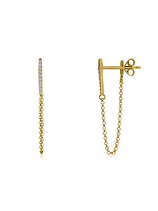 Diamond Bar & Chain Earrings