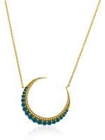 Load image into Gallery viewer, Blue Sapphire and Diamond Moon Necklace
