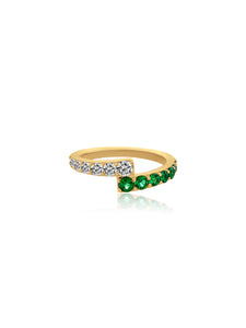 Diamond & Emerald Bypass Ring