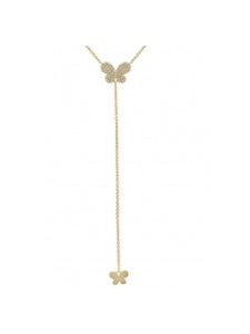 Diamond Butterfly Lariat Necklace