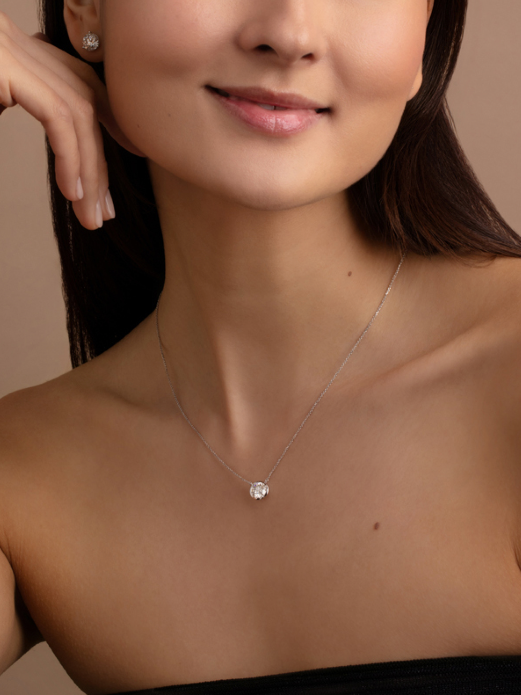 GIA Bezel Diamond Necklace - White Gold