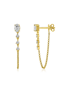 14K Gold + Diamond Oval Chain Earrings