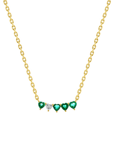 Five Heart Emerald & Diamond Necklace