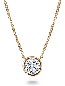 GIA Bezel Diamond Necklace - Yellow Gold