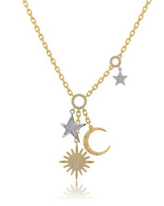 Multicharm Moon, Sun, and Stars Diamond Necklace