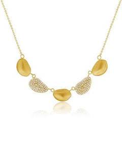 14K Yellow Gold Alternating Organic Shaped Diamond Necklace