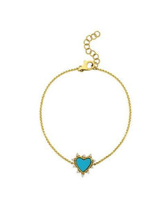 Turquoise Heart Bracelet with Diamond