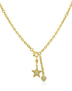 Load image into Gallery viewer, Adjustable Lariat with Diamond Star and Heart
