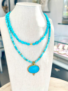 Sleeping Beauty Turquoise & 18K Gold Bead Necklace