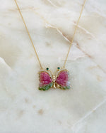 Load image into Gallery viewer, Watermelon Tourmaline Butterfly Necklace
