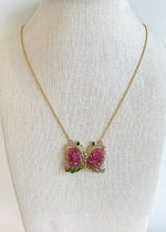 Load image into Gallery viewer, Watermelon Tourmaline Butterfly Necklace
