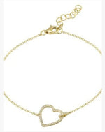 Load image into Gallery viewer, Gold Diamond Heart Bracelet
