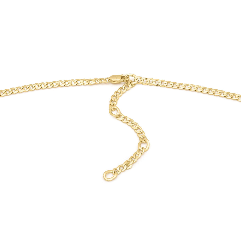 Gold Curb Chain Charm Connector Necklace