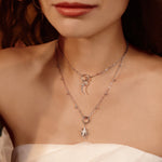 Load image into Gallery viewer, Silver Shimmer Chain Charm Connector Necklace
