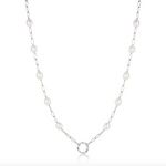 Load image into Gallery viewer, Silver Pearl Chain Charm Connector Necklace
