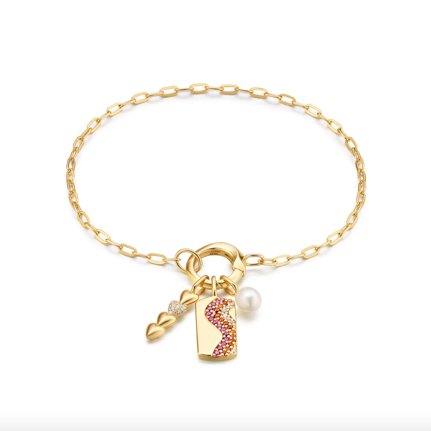 Gold Wave Pink Sparkle Charm