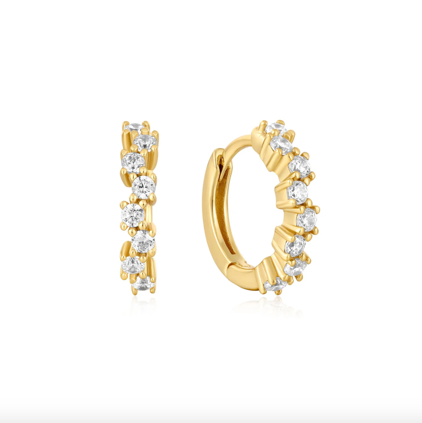 Gold Sparkle Cluster Huggie Hoop Earrings