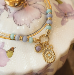 Load image into Gallery viewer, Gold Oval Amazonite Flower Charm
