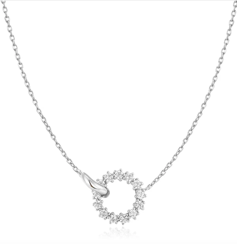 Silver Interlinked Circles Pavé Necklace