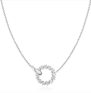 Silver Interlinked Circles Pavé Necklace