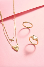 Load image into Gallery viewer, Gold Heart Kiss Pavé Necklace
