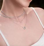 Load image into Gallery viewer, Silver Heart Kiss Pavé Necklace
