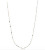 Load image into Gallery viewer, Silver Freshwater Pearl and White Cubic Zirconia Bezel Set Slider Necklace
