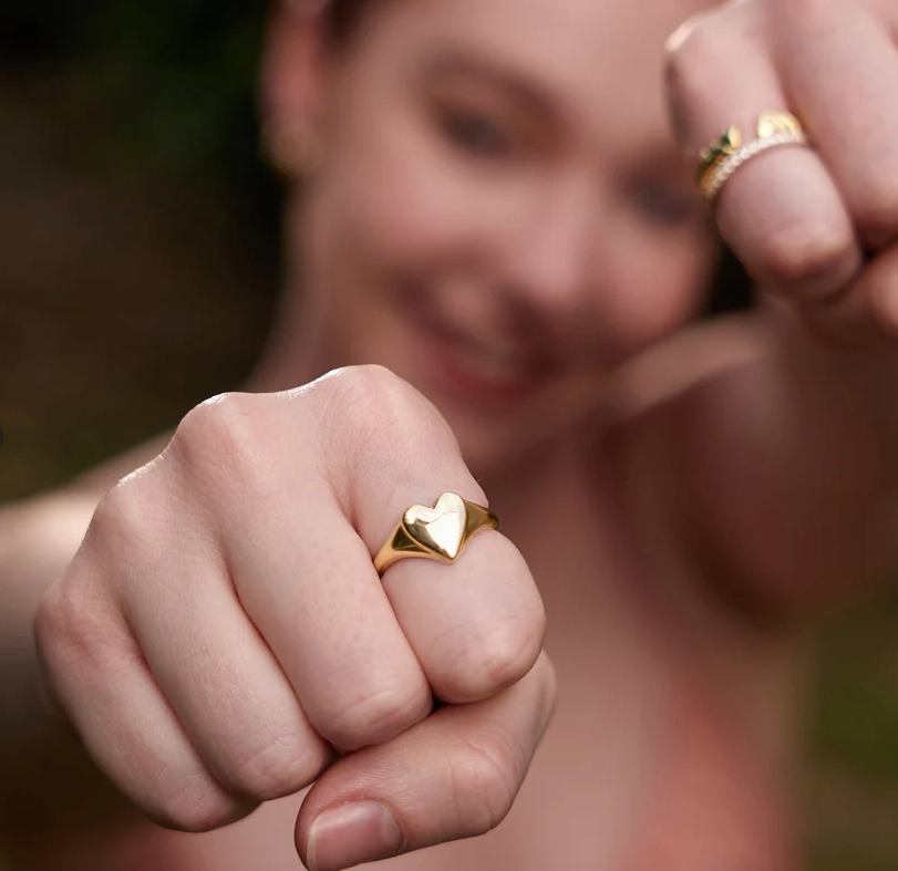 Gold Love Signet Ring