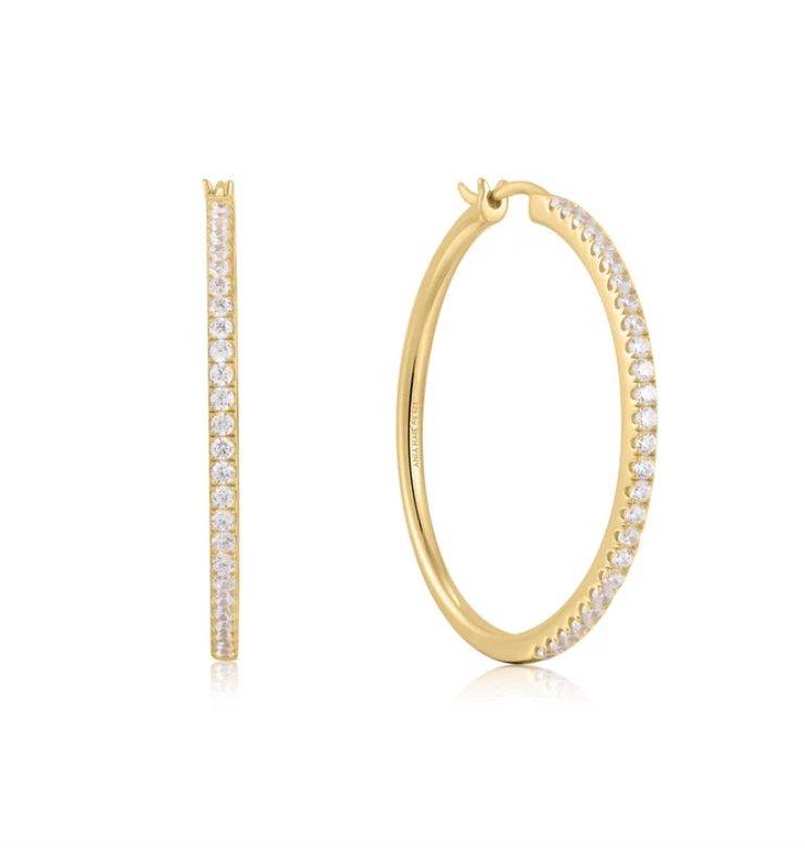 Gold Pavé Hoop Earrings