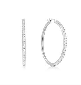 Silver Pavé Hoop Earrings