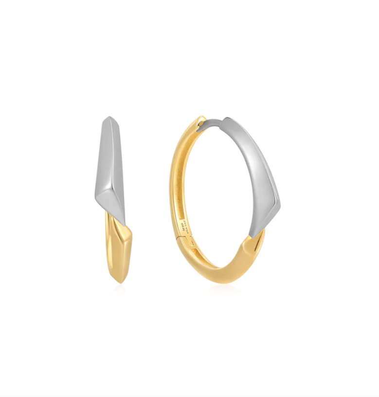 Two Tone Arrow Hoop Earrings