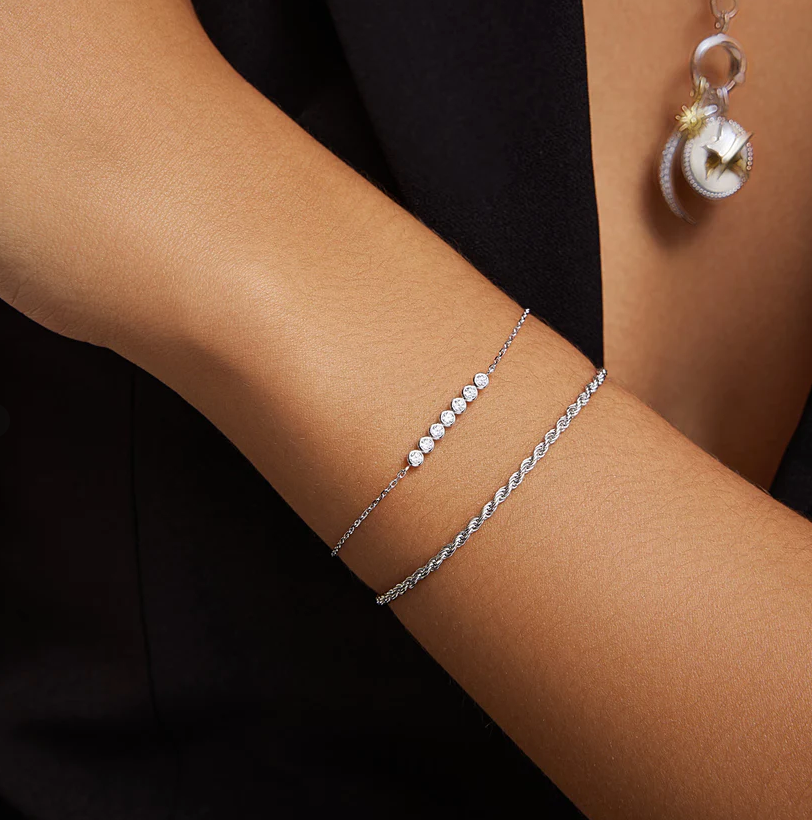 Silver Bezel Set Bracelet