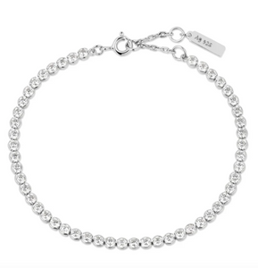 Silver Row Bezel Set Bracelet