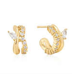 Load image into Gallery viewer, Gold Sparkle Double Hoop Studs
