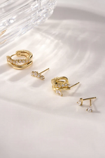 Load image into Gallery viewer, Gold Sparkle Double Hoop Studs
