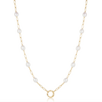 Load image into Gallery viewer, Gold Pearl Chain Charm Connector Necklace
