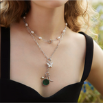 Load image into Gallery viewer, Silver Pearl Chain Charm Connector Necklace
