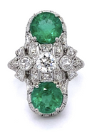Load image into Gallery viewer, Art Deco Emerald and Diamond Ring
