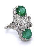 Load image into Gallery viewer, Art Deco Emerald and Diamond Ring

