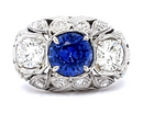 Load image into Gallery viewer, Art Deco Sapphire and Diamond Three Stone Ring
