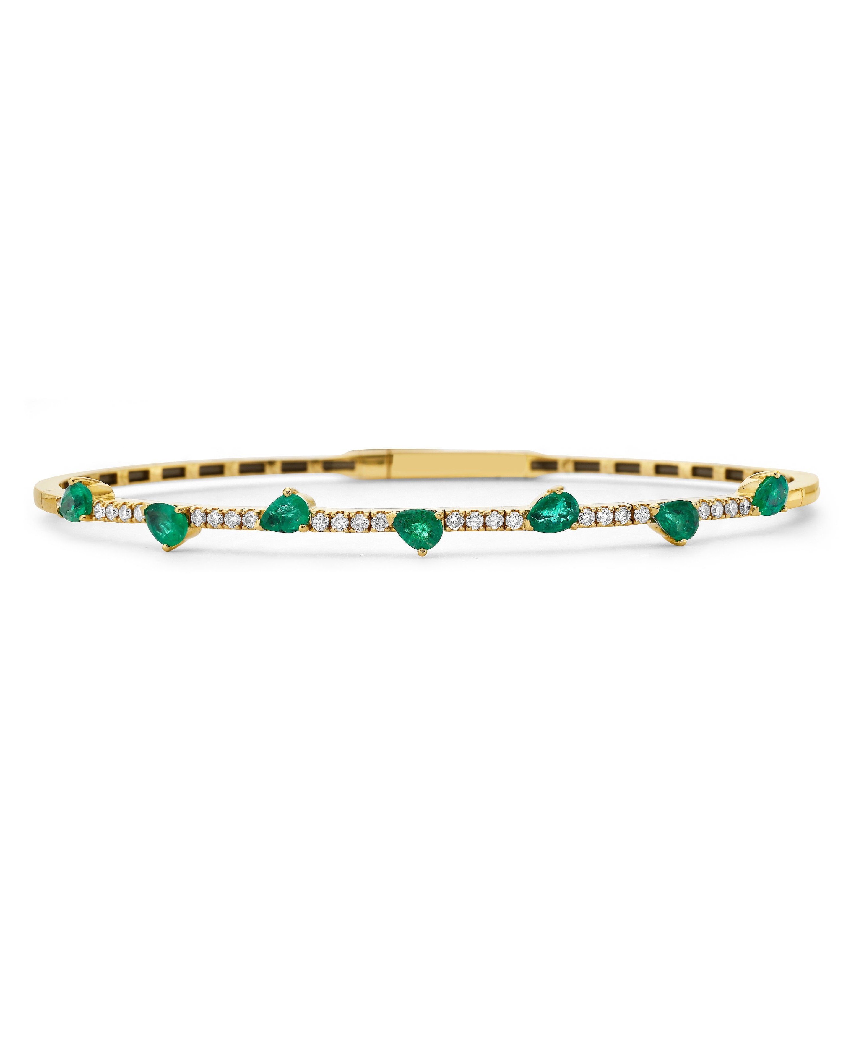 7 Pear Shaped Emerald and Diamond Bracelet