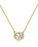 Load image into Gallery viewer, Oval Bezeled White Topaz Pendant Necklace
