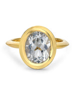 Load image into Gallery viewer, Oval White Topaz Bezeled Ring
