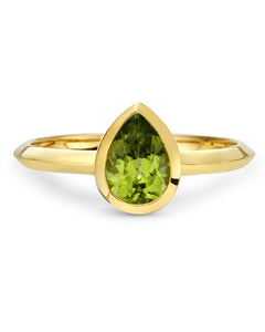 Pear Shaped Peridot Bezel Ring