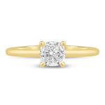 Load image into Gallery viewer, 14K Cushion Cut Hidden Halo Wedding Ring with Diamonds
