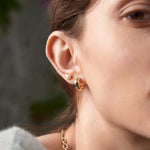 Load image into Gallery viewer, Gold Pearl Barbell Earrings
