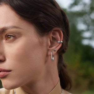Silver Pearl Barbell Earrings